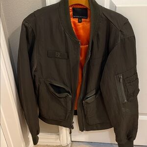 Banana Republic Olive Bomber Jacket with Orange Lining